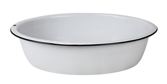 Vintage Large Enamel Ware White & Black Tub Basin