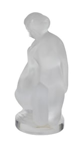 Lalique Crystal Nude with Swan Crystal Statue