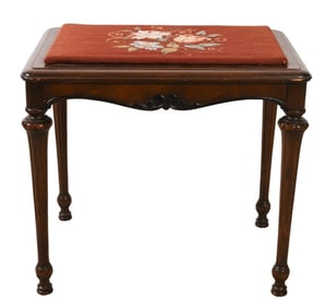 French Provencal Hall Bench w Needlepoint Tapestry