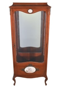 Vintage Louis XVI Style Showcase with Porcelain