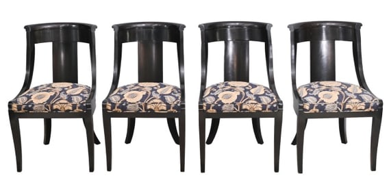 Early 20th C. Carved Upholstered Gondola Chairs