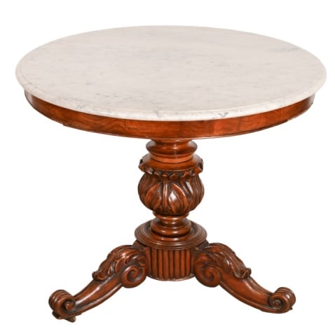 Louis Philippe Style Carved Marble Top Hall Table (1 of 16)