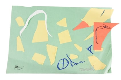 William Ronald Signed Paper Collage and Ink