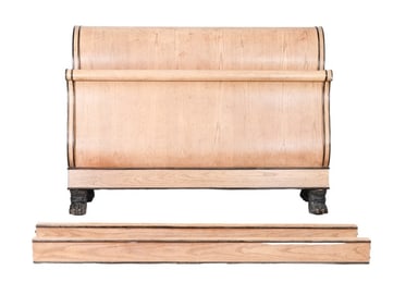 Baker Furniture Neoclassical White Oak Sleigh Bed