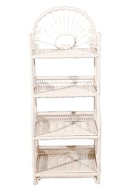 White Wicker Stand with Four Shelves