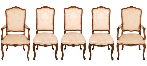 Louis XV Style Carved Upholstered Dining Chairs
