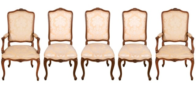 Louis XV Style Carved Upholstered Dining Chairs (1 of 15)