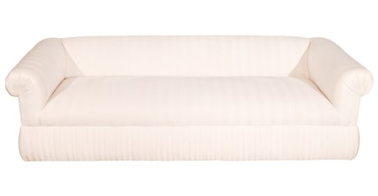 Modern Custom Upholstered Silk and Linen Sofa