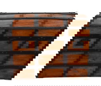 Antique Dome Top Pine & Wrought Iron Steamer Trunk