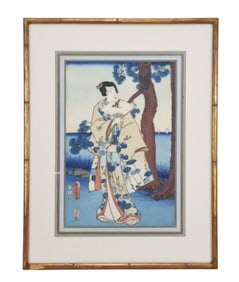 Utagawa Toyokuni Signed Woodblock of Geisha