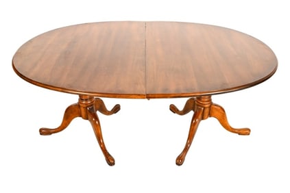 Vintage Queen Anne Style Double Pedestal Table