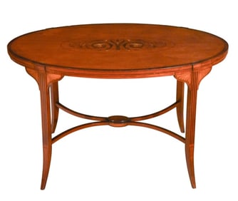 Edwardian Inlaid Painted Oval Coffee Table