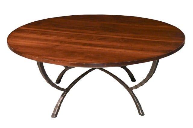 Industrial Style Wrought Iron Round Coffee Table (1 of 13)