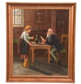 Giorgia Fraia Signed Oil Painting Village Couple