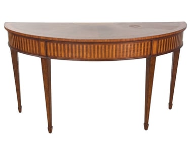 Federal Style Inlaid Mahogany Demilune Console
