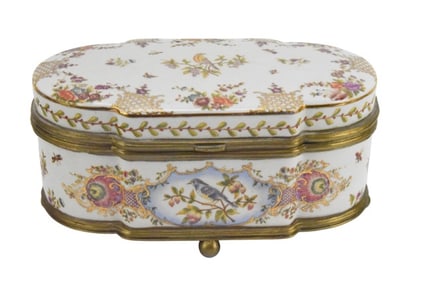 Wong Lee Hand Painted Jewelry Box w Bronze Mount