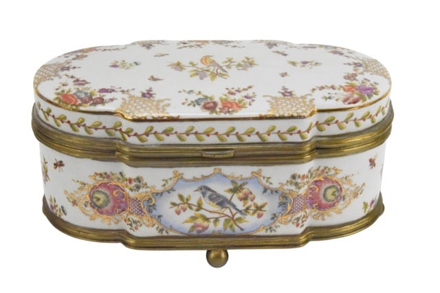 Wong Lee Hand Painted Jewelry Box w Bronze Mount (1 of 6)