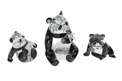 Swarovski Crystal Panda Mother with Babies