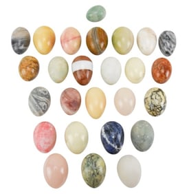 Set of 26 Vintage Polished Natural Stone Eggs