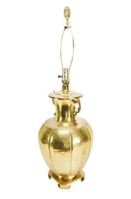 Chinoisserie Style Hammered Brass Table Lamp