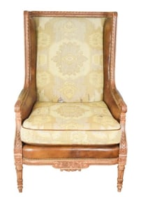 Louis XVI Style Leather Wingback Chair