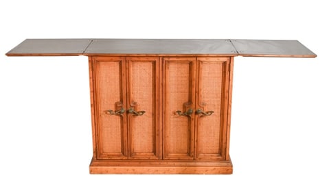 Faux Bamboo and Rattan Extendable Rolling Buffet