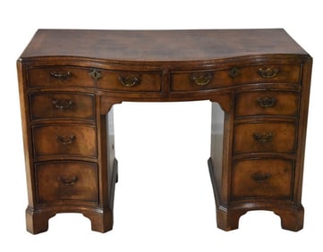 Antique English Serpentine Knee Hole Desk