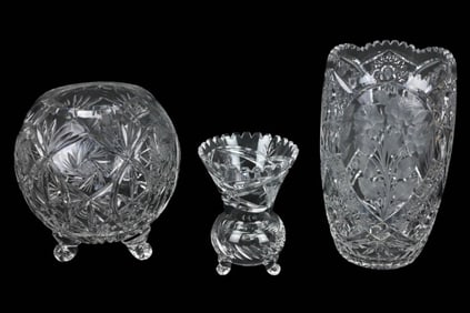 3 Brilliant Cut Glass Table Top Items