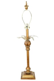 British Colonial Style Tole & Resin Palm Leaf Lamp