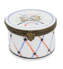 Limoges Porcelain Drum Form Trinket Container