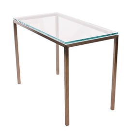 Italian Steel Glass Top Side Table