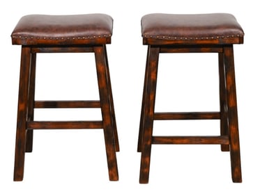 Pair Chaleny Upholstered Counter Height Bar Stools