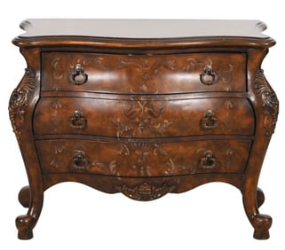 French Provincial Style Walnut Bombe Chest