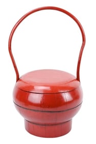 Chinese Red Lacquer Round Wedding Basket