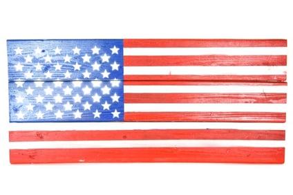 Folk Art American Flag of Painted Plank Wood