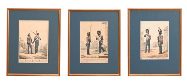 3 Antique Engravings Uniforms Royal Guard France