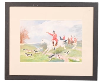C. Smith Signed Gouache Painting of Hunt Scene