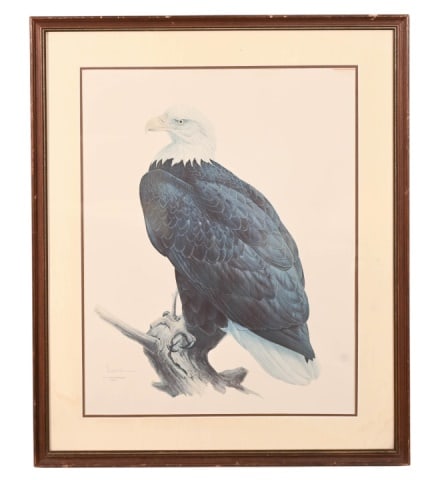 J.F. Lansdowne Signed Lithograph Bald Eagle (1 of 9)
