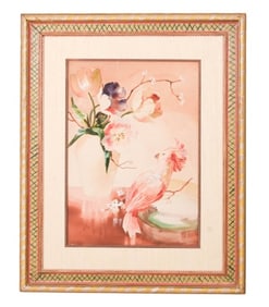 Tamara B. Mid C Signed Still Life w Parrot & Table