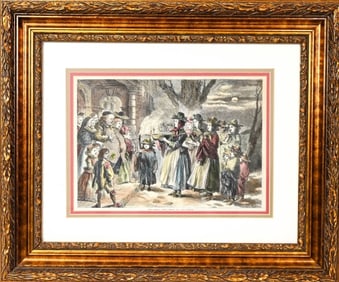 Antique John Gilbert Engraving The Wassail Bowl
