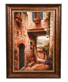 Framed Large Giclee Tuscan Hillside Village