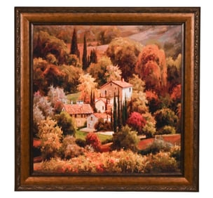 Framed Large Giclee Tuscan Hillside Village