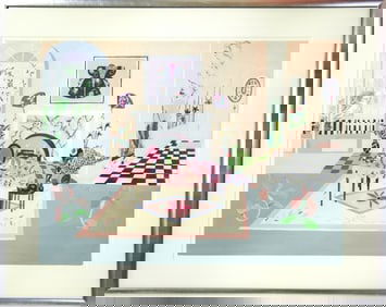 Carol Hodgkin Serigraph Signed Dining Room Table