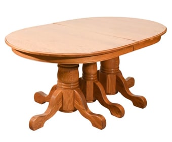 Farm Style Oak Dining Room Table with 12 Leaves