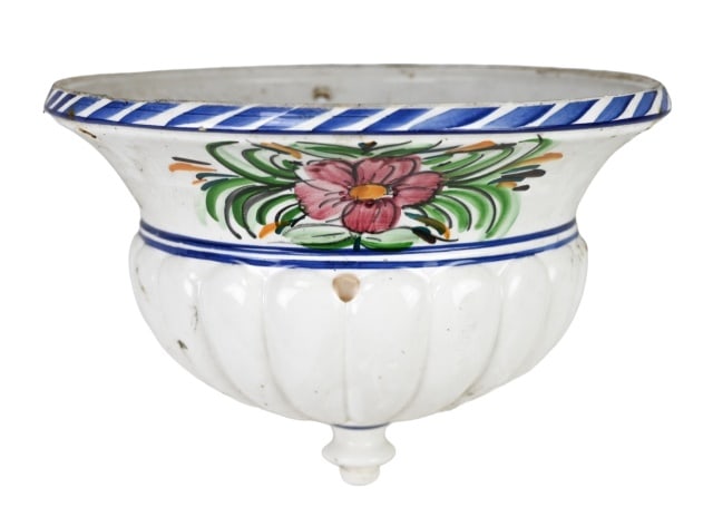 Hand Painted Italian Porcelain Hanging Garden Pot (1 of 5)