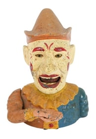 Vintage Caast Iron Toy Clown Face Toy Bank