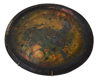 Antique Hand Painted Tole Table Top Tray