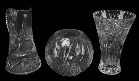 Brilliant Cut Glass Serving Pieces w Star Pattern