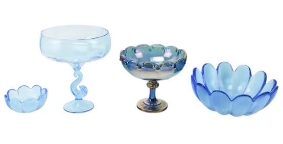 4 Vintage Indiana Glass Turquoise Blue Bowls