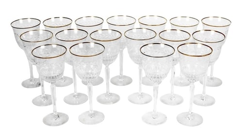 17 Lenox Crystal Gold Rim Wine Glasses Stemware